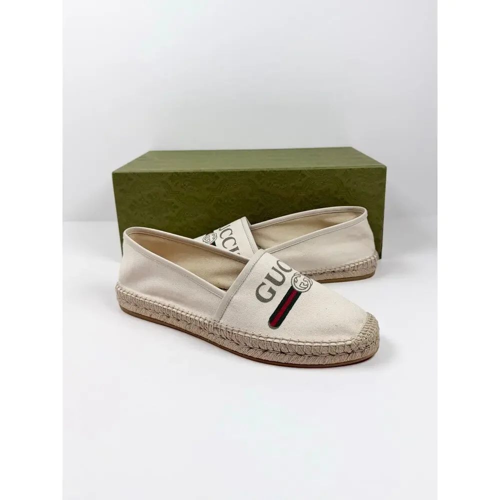 Size 42EU/9US - Gucci Canvas Logo Beige Espadrilles NEW